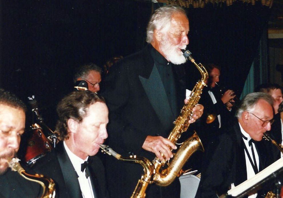 Larry Elgart, Bob Wilber and Pug, Bob's wife